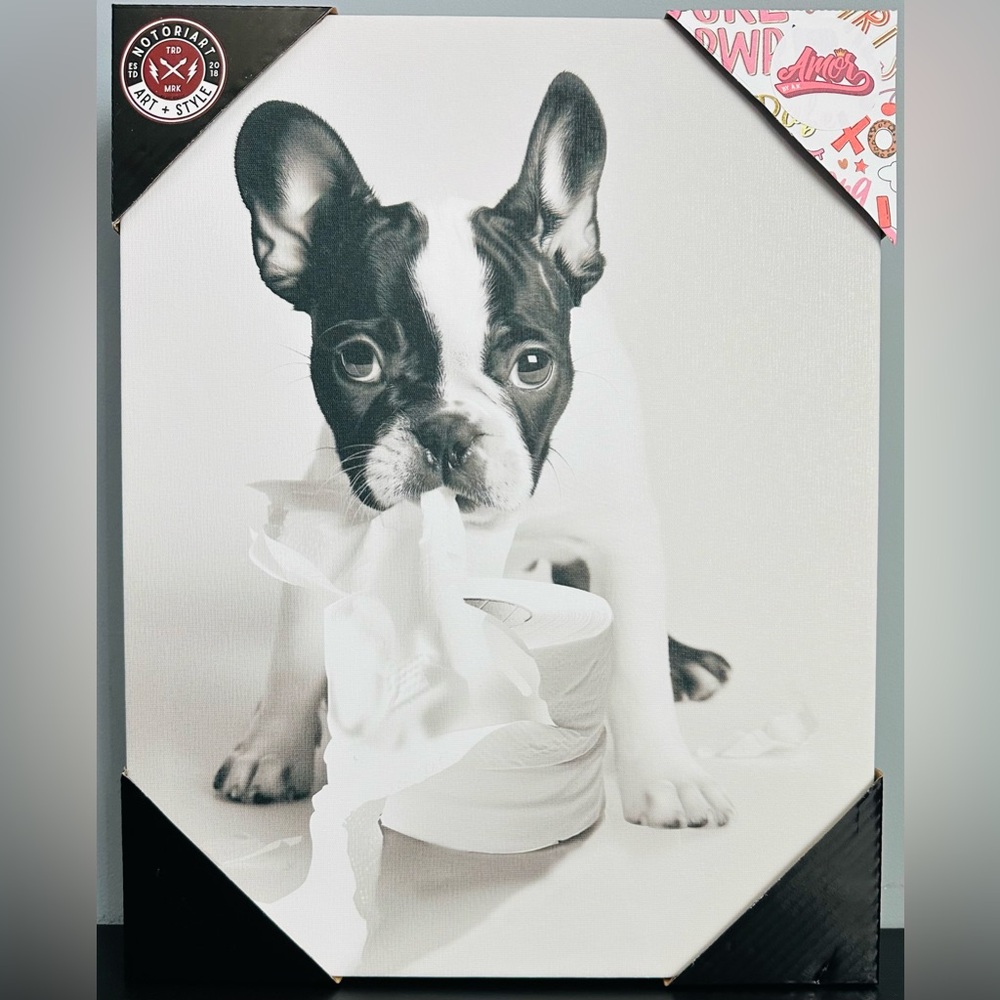 ✨NWT Charming Black and White Puppy Canvas Art🐾💕